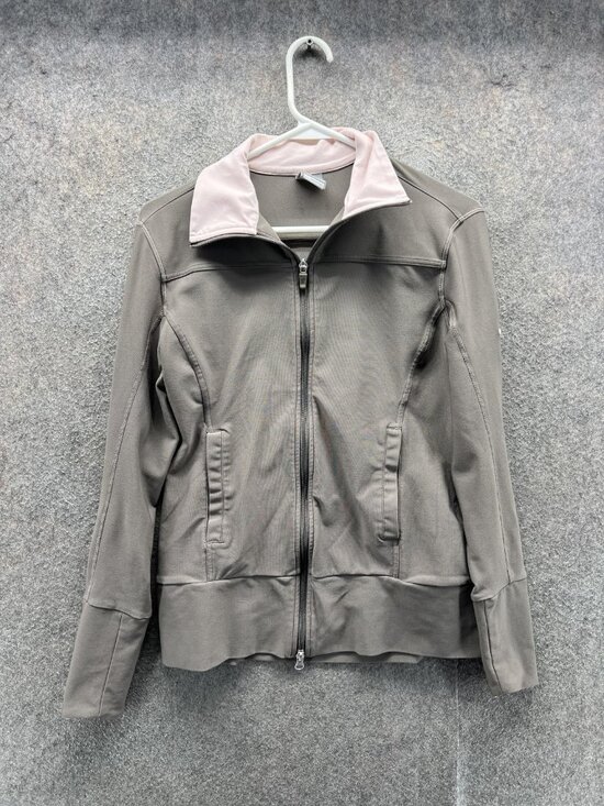 Nike Jackets & Blazers - Nike Jacket Womens Medium Gray Pink FitDry Full Zip Track Running Sport Athletic